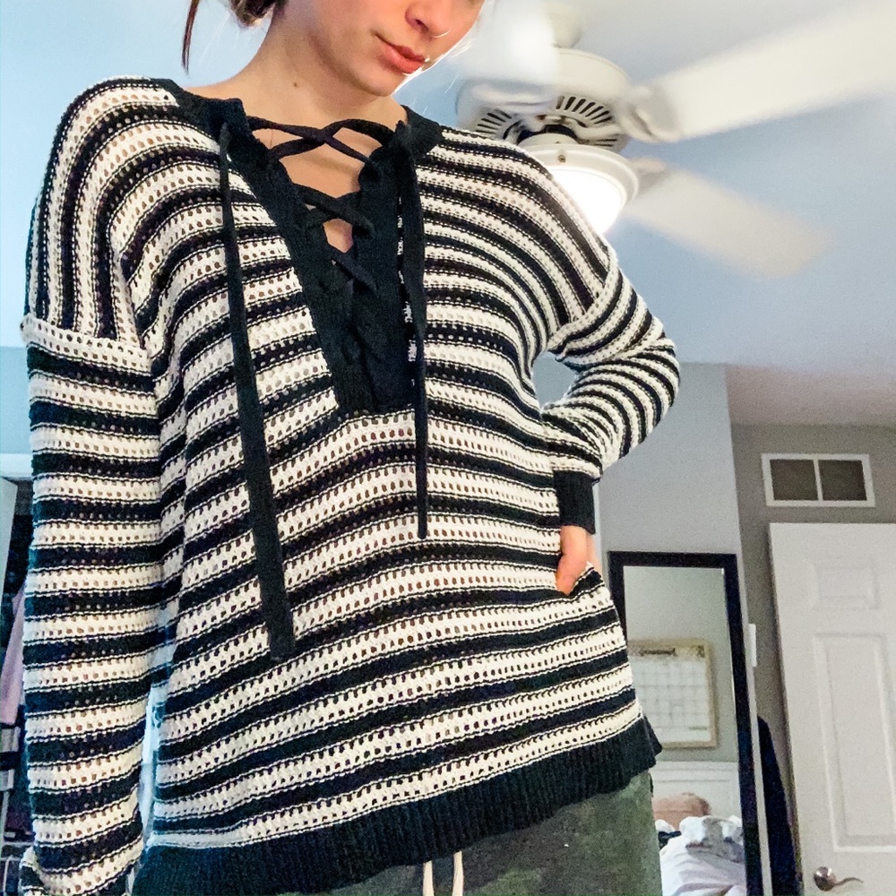 LOFT Lace Up Sweater